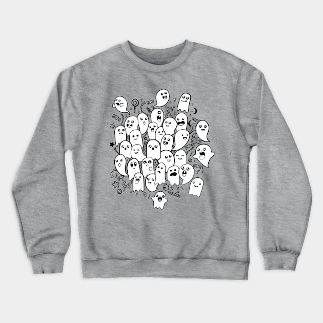 Halloween Kawaii Ghosts Crewneck Sweatshirt by emanuelacarratoni